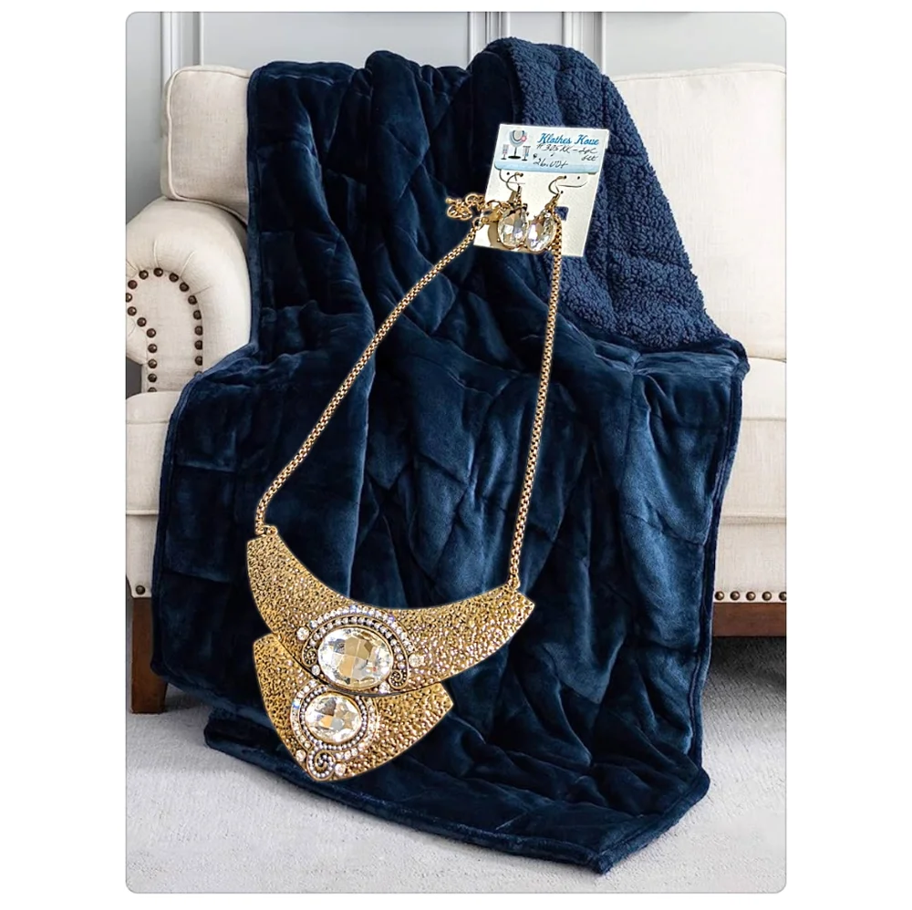 👣4/$20. Gold Tone Statement Bib Necklace with Matching Earrings. NWT - Picture 1 of 5